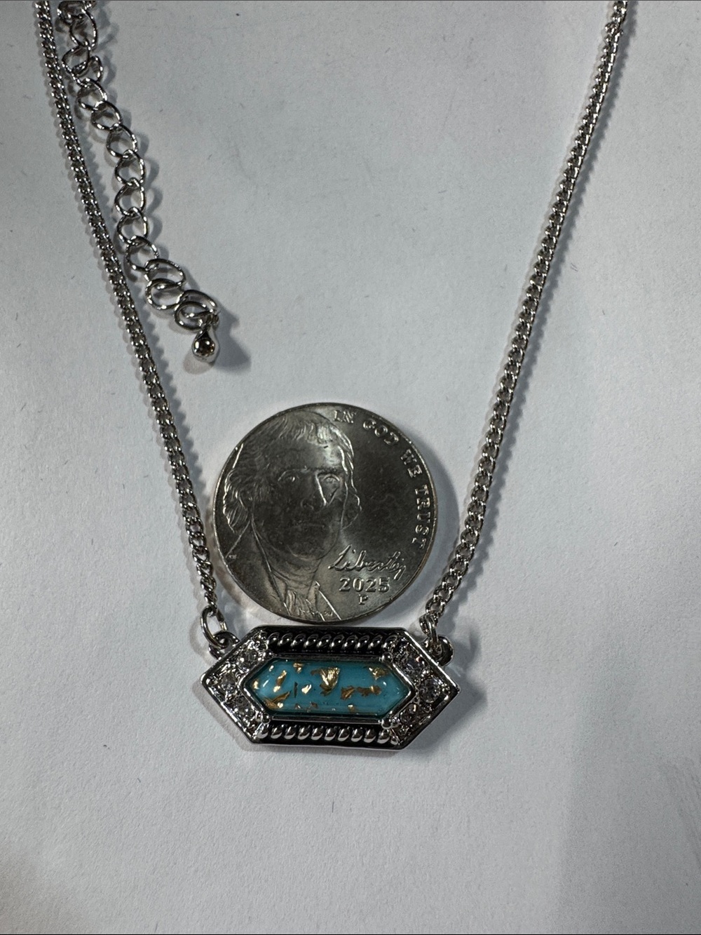 Montana Silversmiths Turquoise Hexagon Pendant Necklace with Silver Accents - Picture 6 of 6